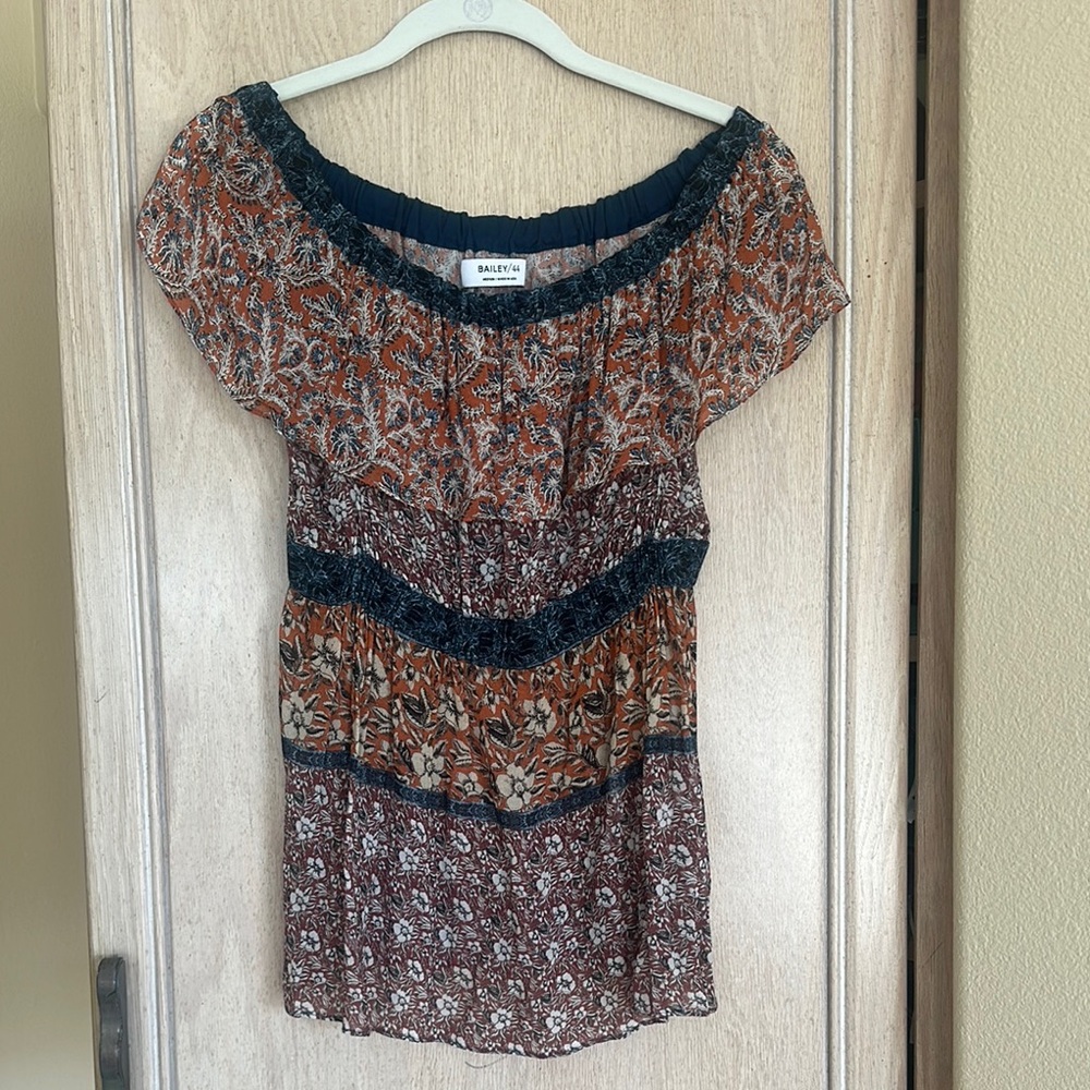 Bailey 44 Women's Floral Patterned Blouse - Brown and Blue